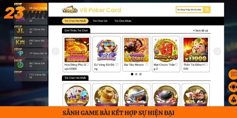 Sảnh Game bài kết hợp sự hiện đại